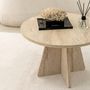 Voir la diapositive 4 : TOILINUX Table basse ronde effet travertin VALENCE - Beige