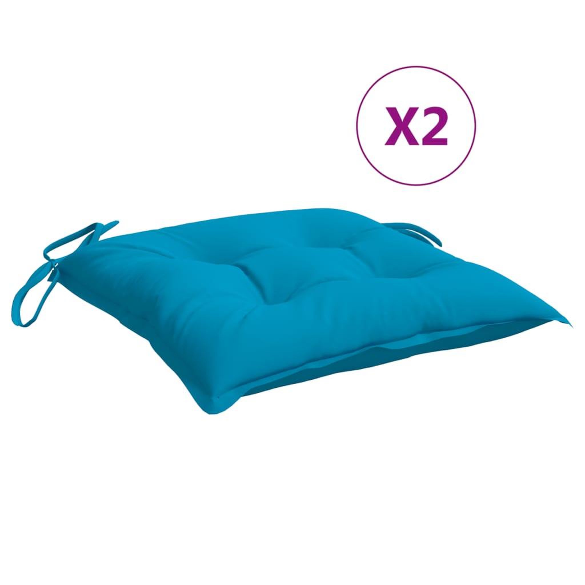 Voir la diapositive 2 : VIDAXL Coussins de chaise lot de 2 bleu clair 40x40x7 cm tissu oxford
