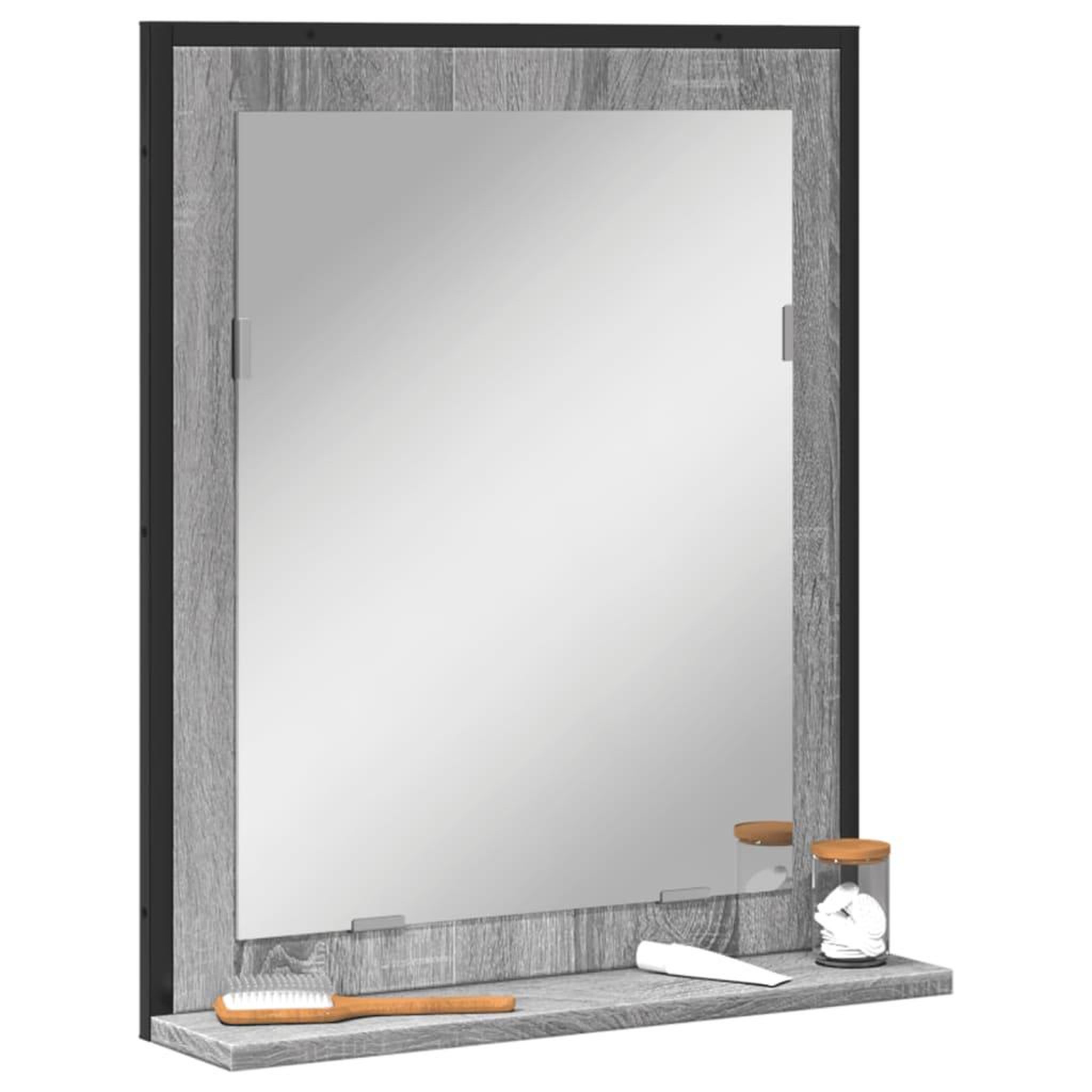 VIDAXL Miroir de salle de bain et etagere sonoma gris bois ingenierie