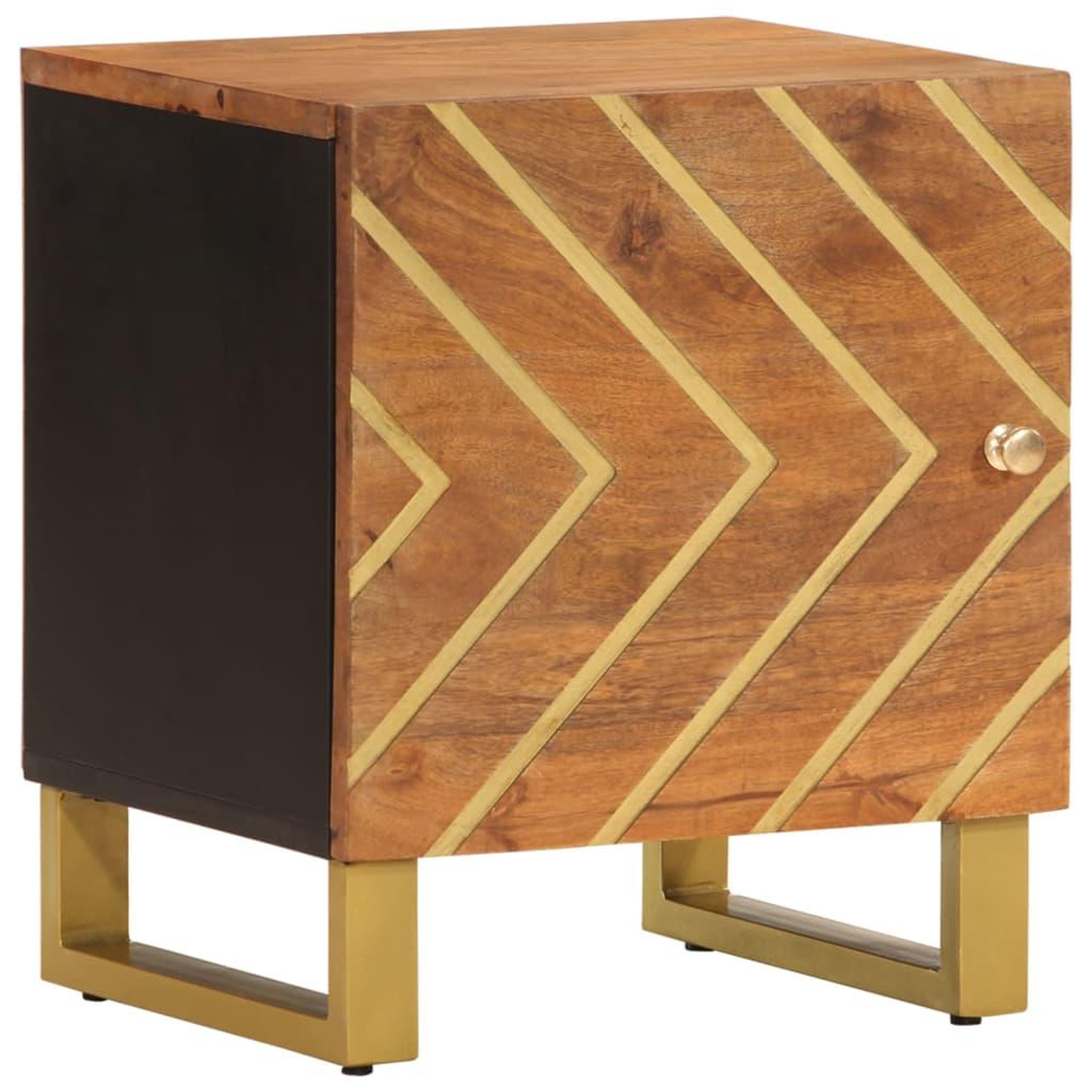 Voir la diapositive 2 : VIDAXL Table de chevet marron et noir bois de manguier solide