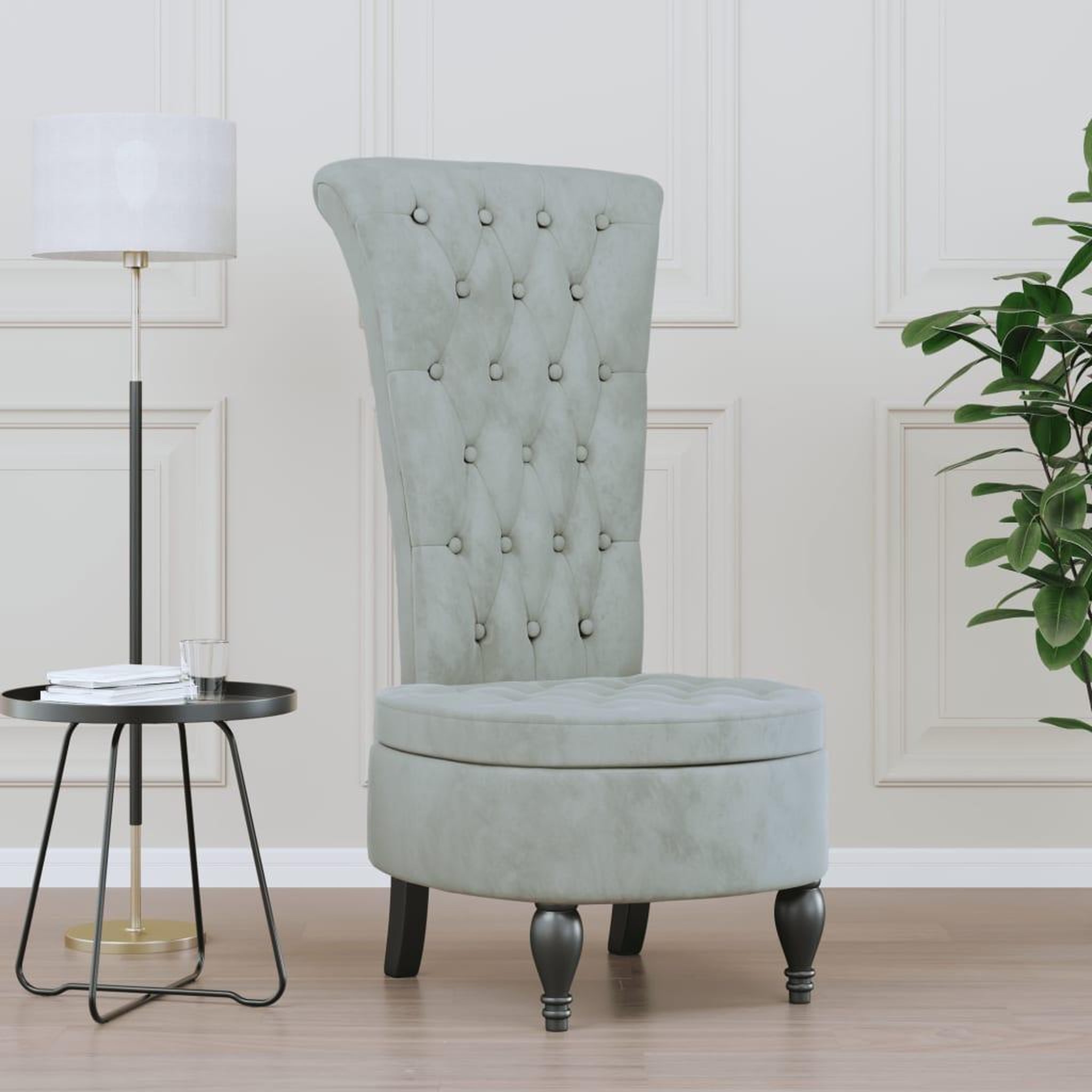 VIDAXL Chaise a dossier haut gris clair velours conception de bouton