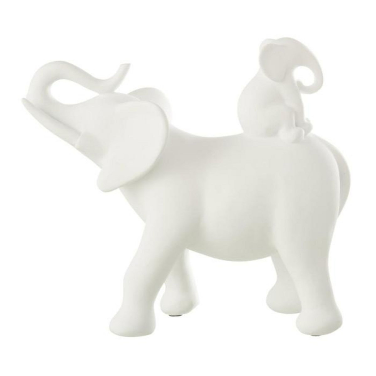 Paris Prix Statuette Éléphant Avec Bébé  Burl  26cm Blanc