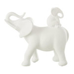 Paris Prix Statuette Éléphant Avec Bébé  Burl  26cm Blanc