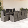 Voir la diapositive 1 : VIDAXL Ensemble a manger de jardin 11pcs avec coussins gris poly rotin