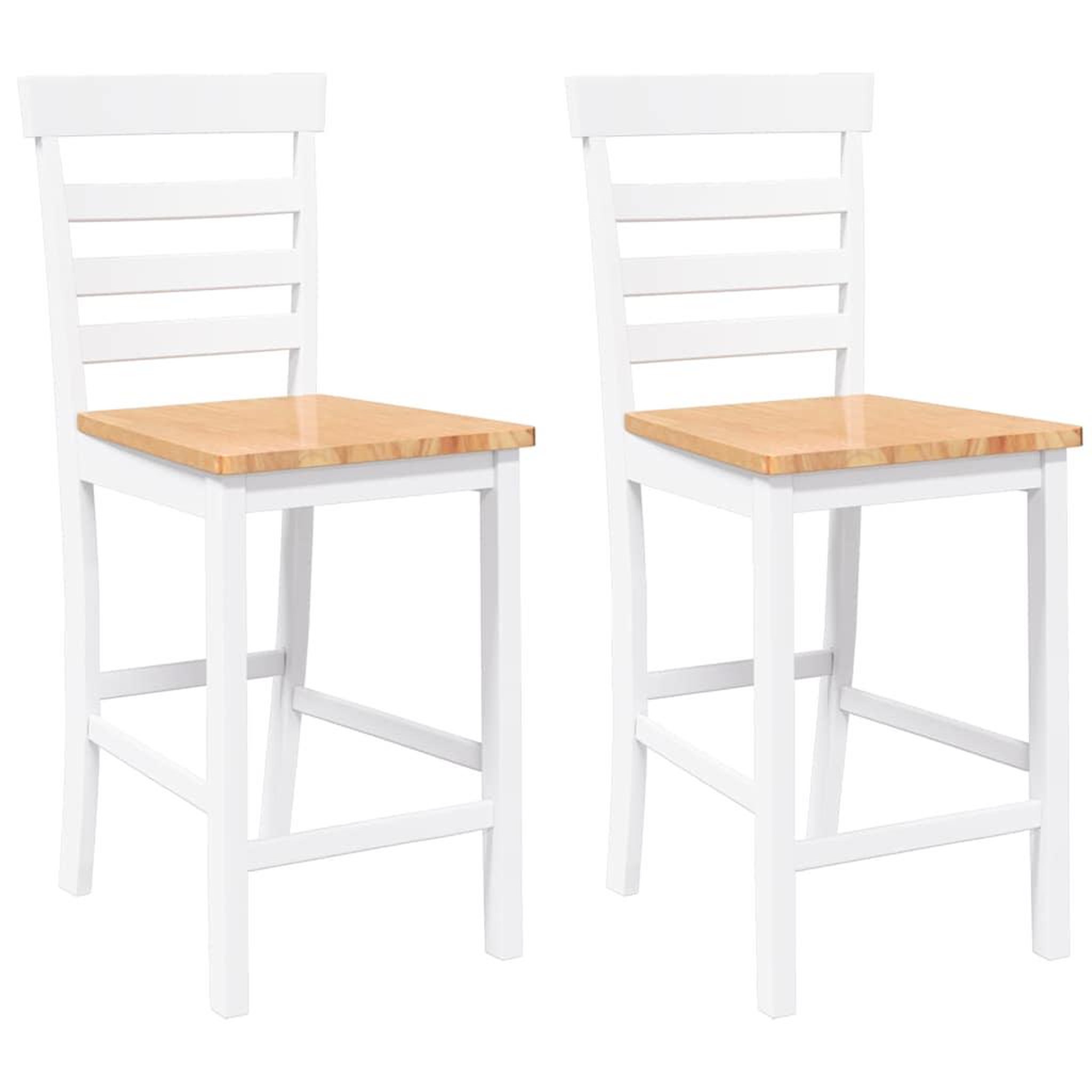 Voir la diapositive 2 : VIDAXL Tabourets de bar 2 pcs blanc bois massif d'hevea
