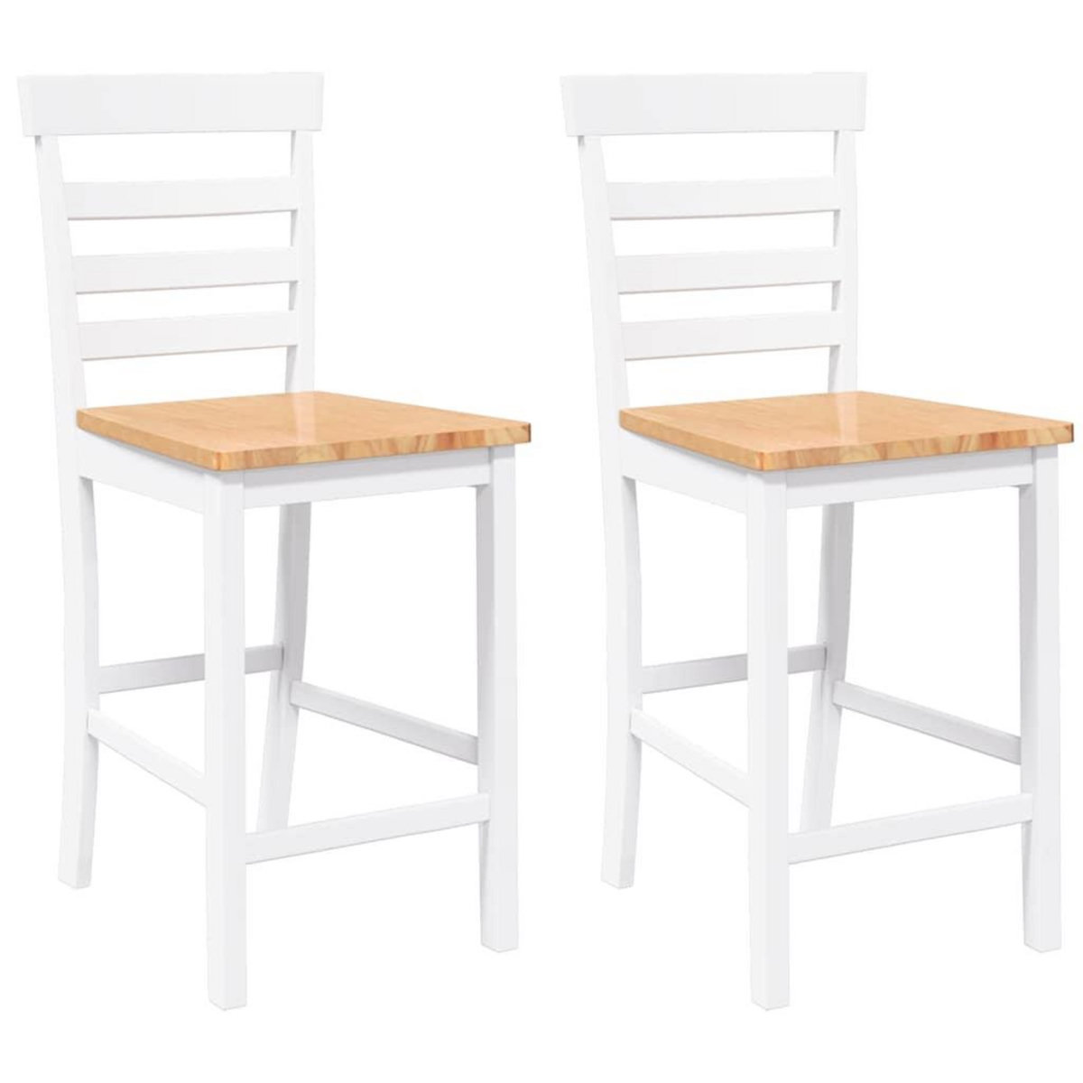VIDAXL Tabourets de bar 2 pcs blanc bois massif d'hevea