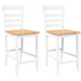 Voir la diapositive 2 : VIDAXL Tabourets de bar 2 pcs blanc bois massif d'hevea