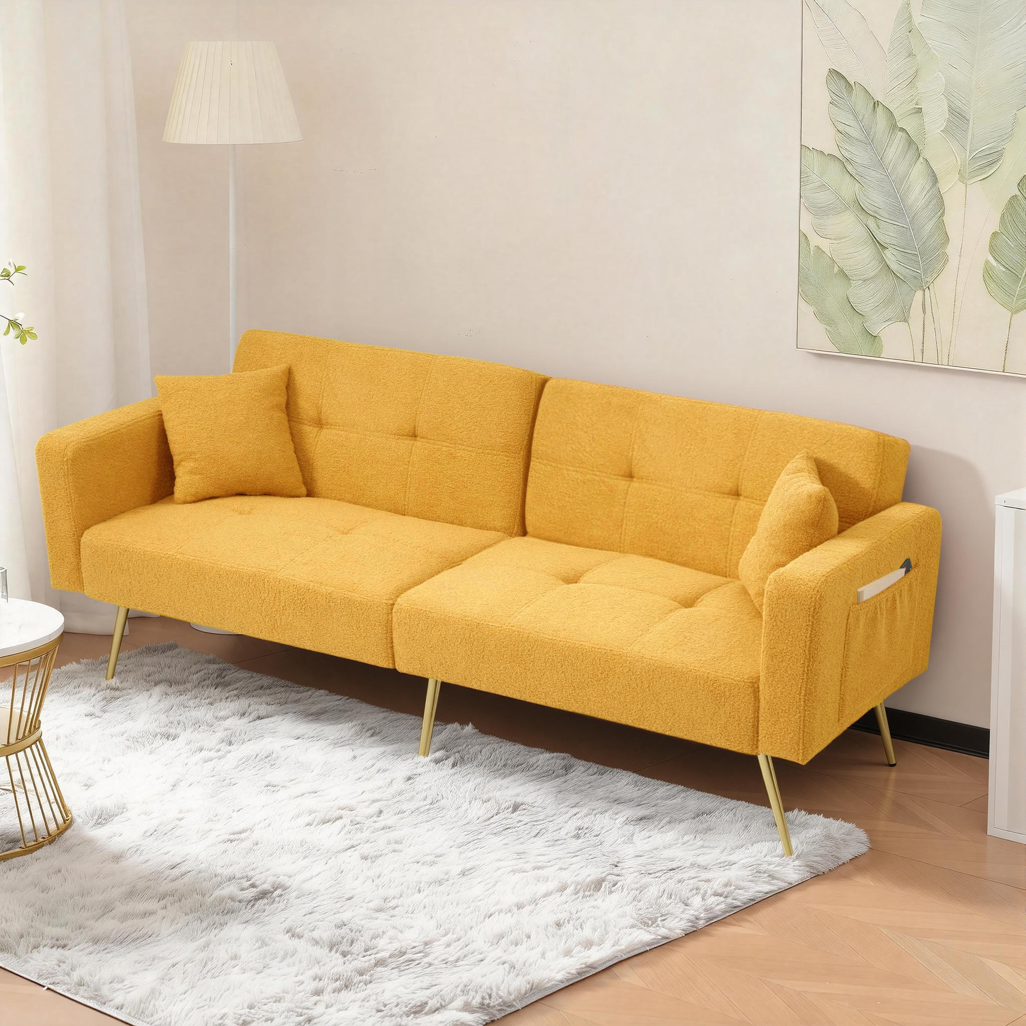 Voir la diapositive 2 : MERAX Canapé droit convertible 2 places tissu