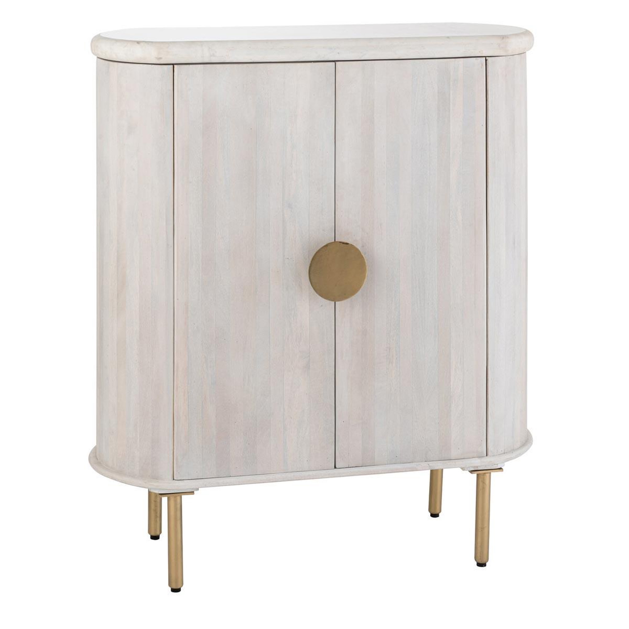 J-LINE Buffet 2 portes en marbre  noor  116cm blanc cassé