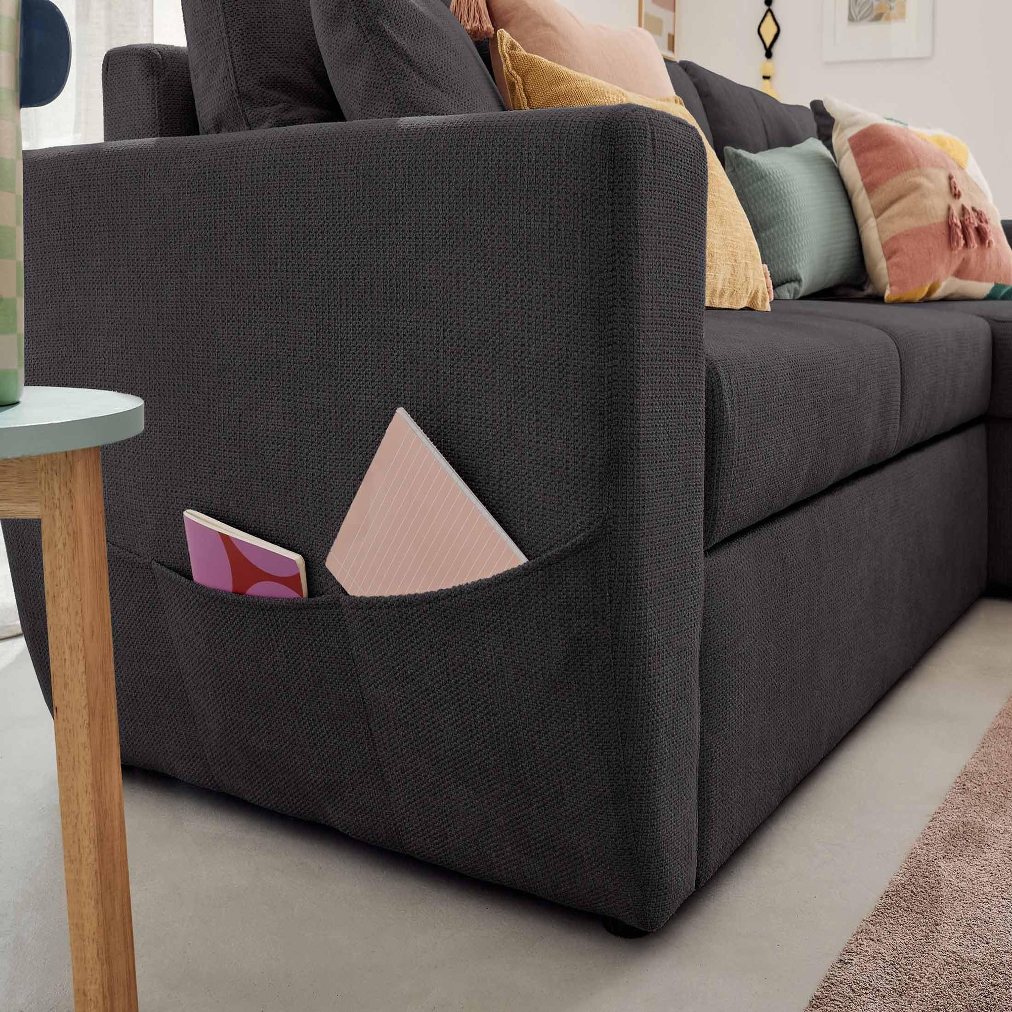 Voir la diapositive 4 : BEST MOBILIER Astoria - canapé d'angle réversible 4 places - convertible avec coffre - en tissu texturé