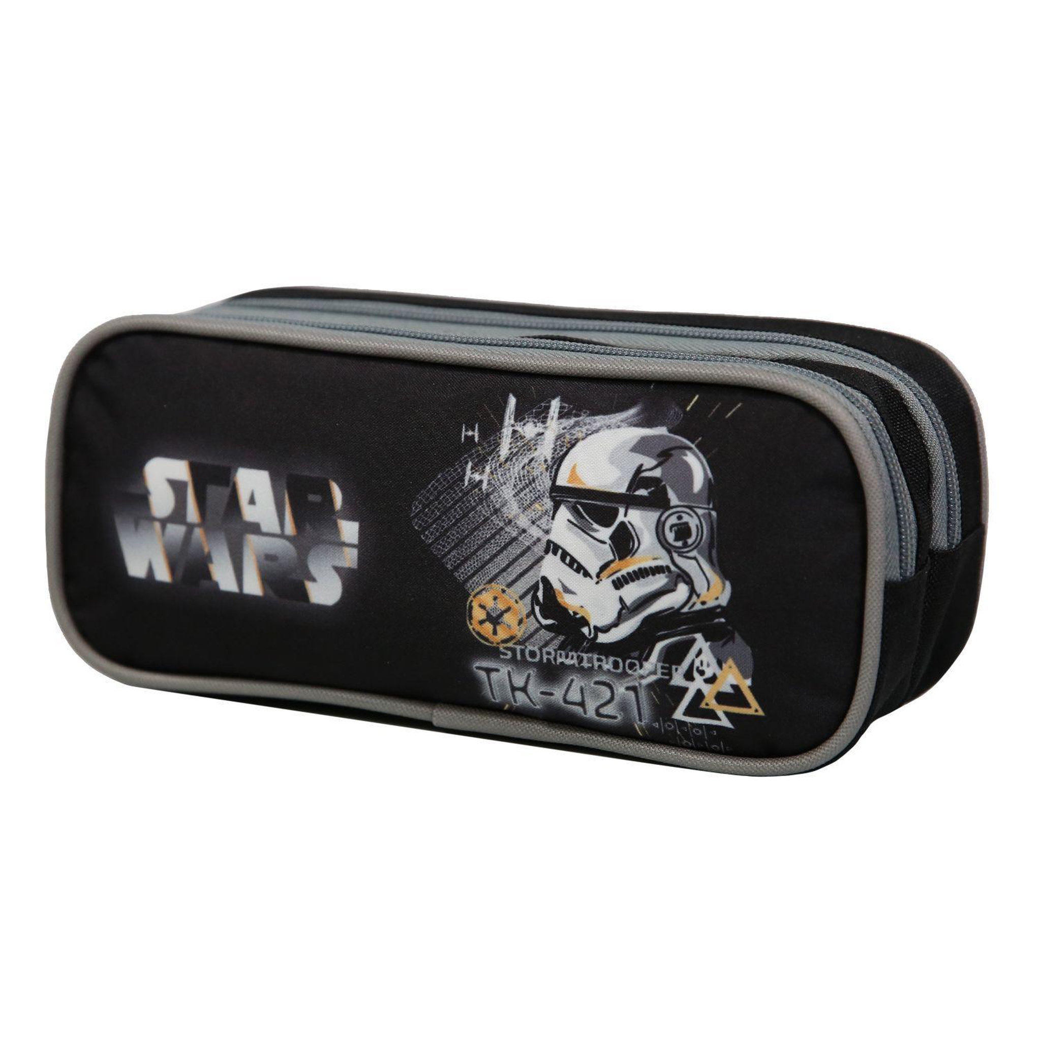 Voir la diapositive 2 : Bagtrotter BAGTROTTER Trousse scolaire 2 compartiments Disney Star Wars Noire