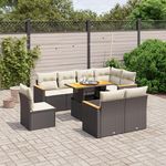 VIDAXL Salon de jardin 9 pcs avec coussins noir resine tressee