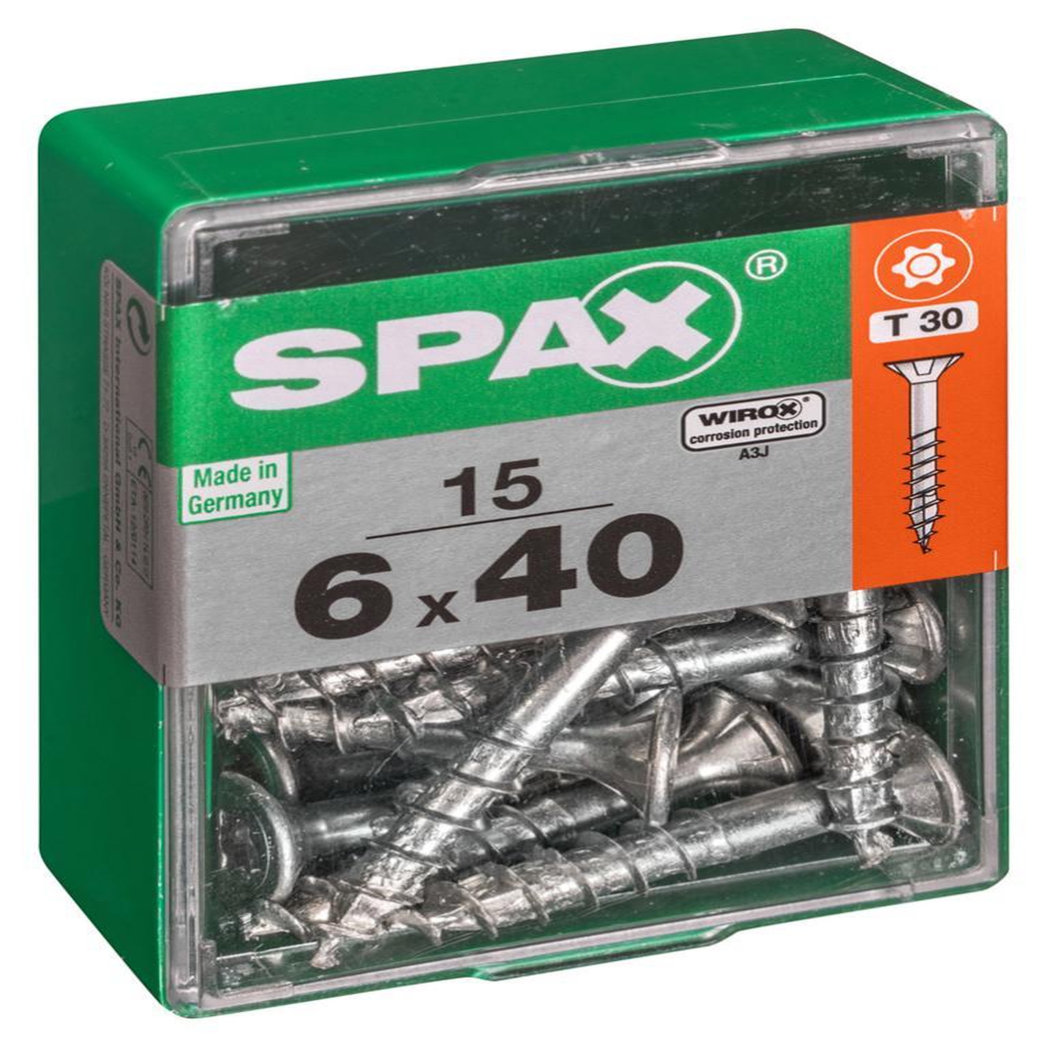 CENTRALE BRICO Lot de 15 vis acier tête autofraisée plate SPAX, Diam.6 mm x L.40 mm