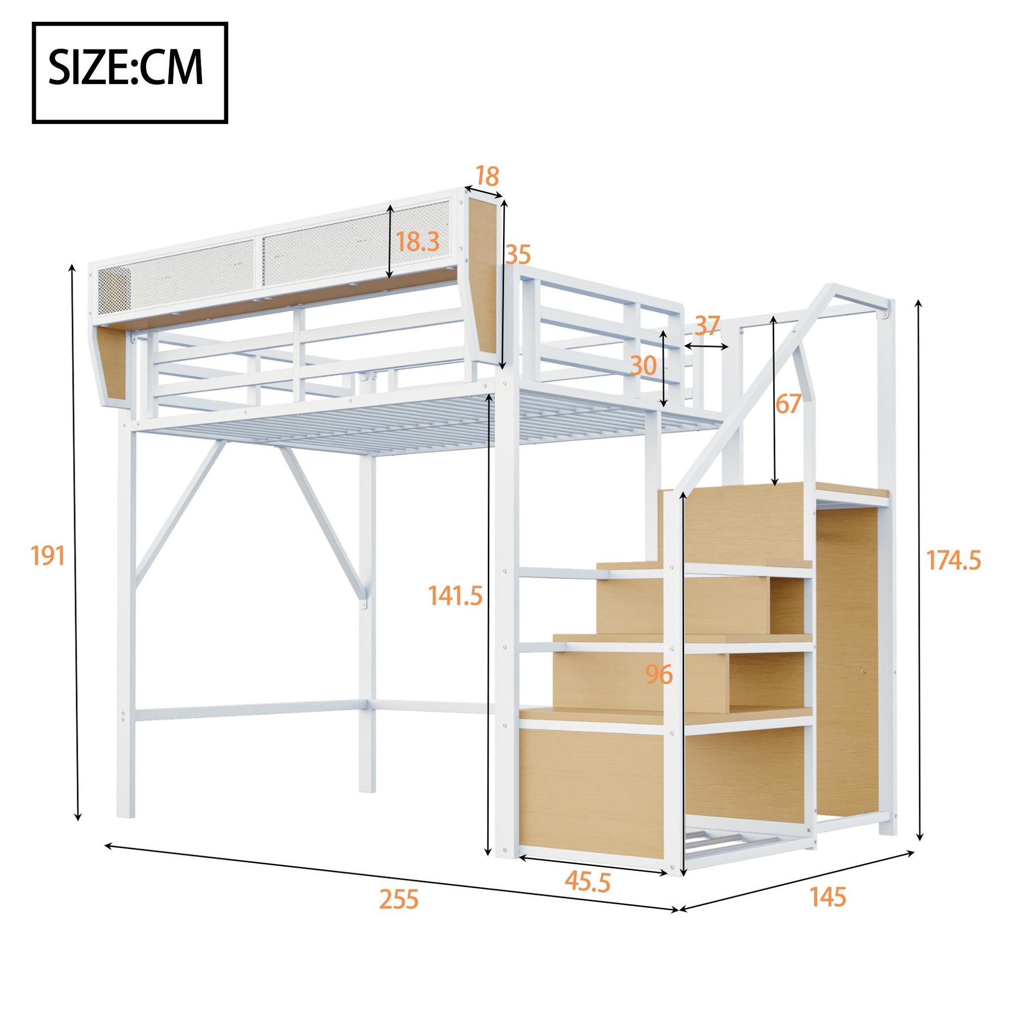 Voir la diapositive 3 : MERAX Lit mezzanine 140x200cm