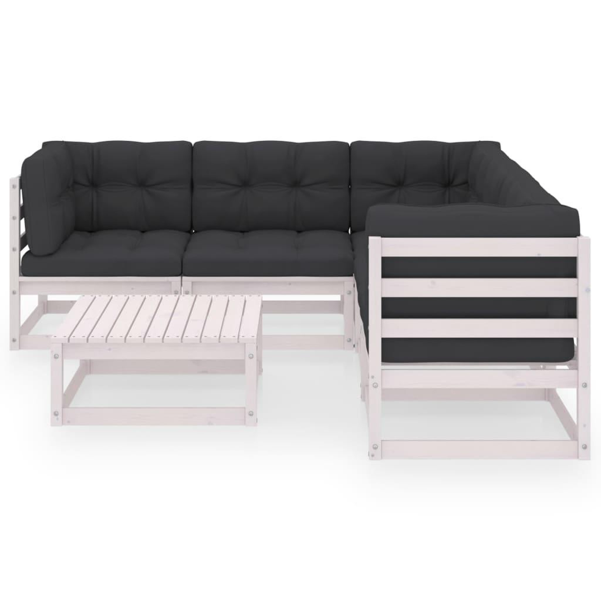 Voir la diapositive 3 : VIDAXL Salon de jardin 6 pcs avec coussins Bois de pin massif