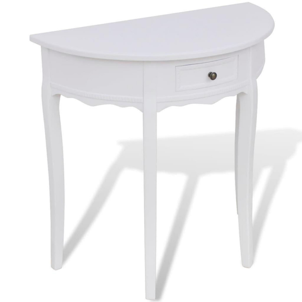 VIDAXL Table console avec tiroir Demi-ronde Blanc