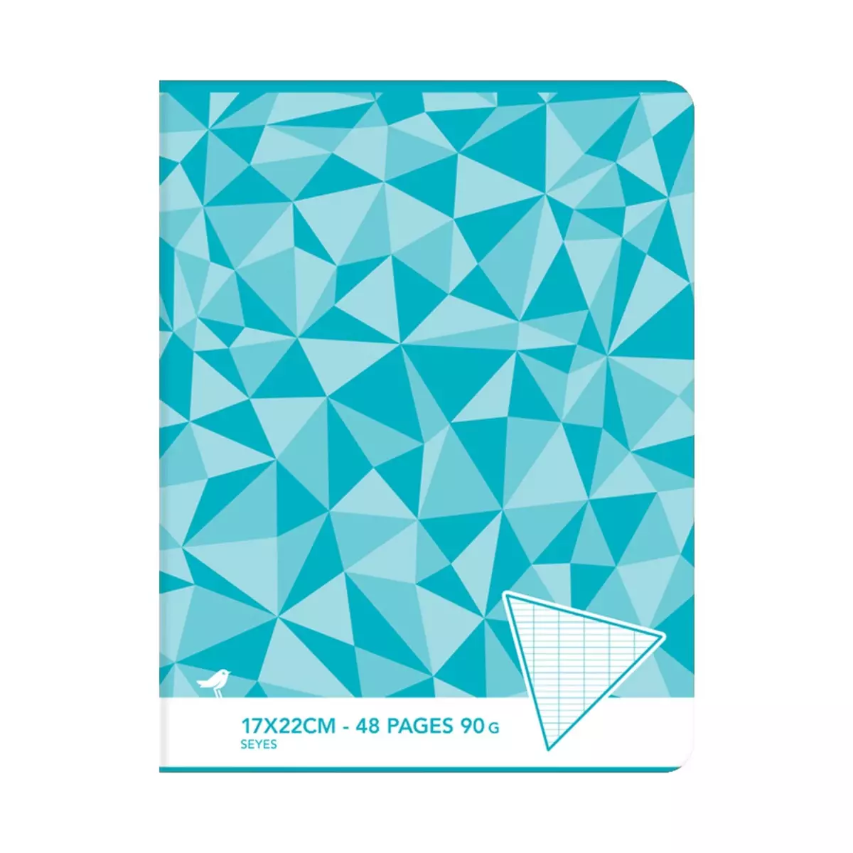 AUCHAN Cahier piqué 17x22cm 48 pages grands carreaux Seyes bleu motif triangles