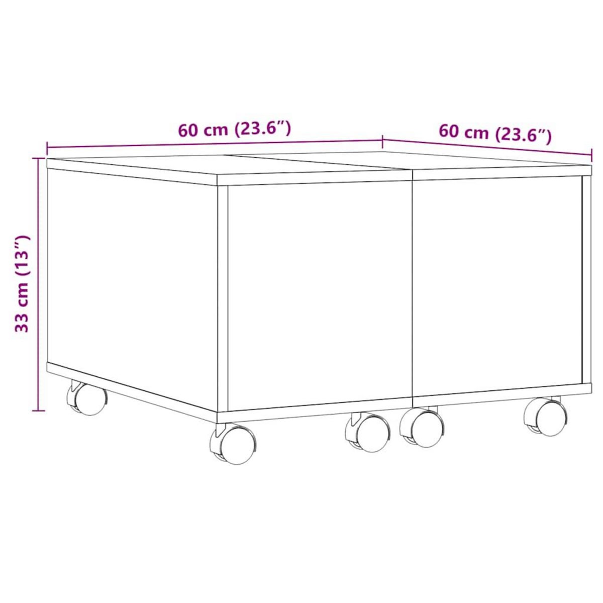 VIDAXL Table basse vieux bois 60x60x38 cm bois d'ingenierie