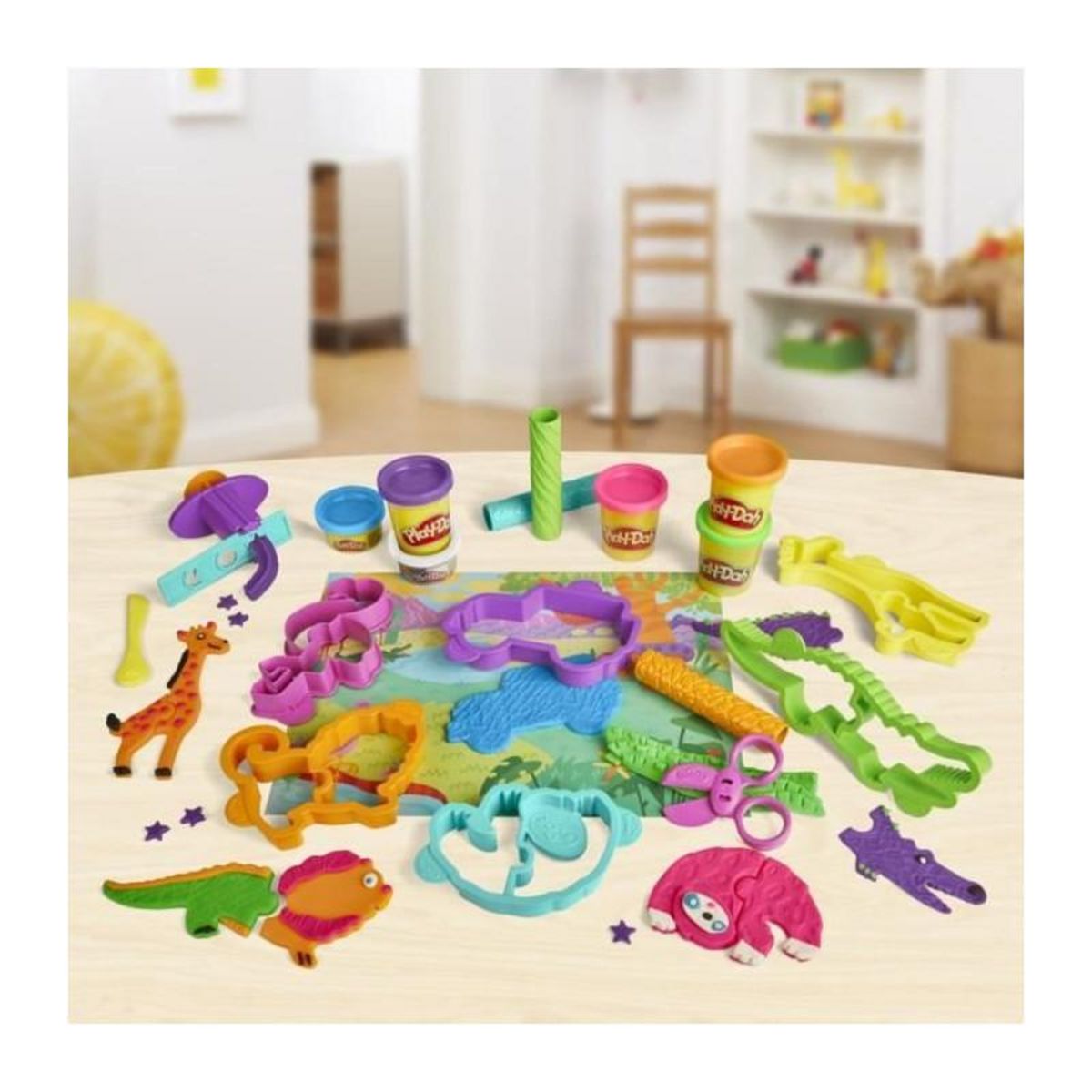 HASBRO Play-Doh coffret Safari, loisir créatif de pâte a modeler pour enfants sur le theme des animaux, jouets pour enfants, des 3 a