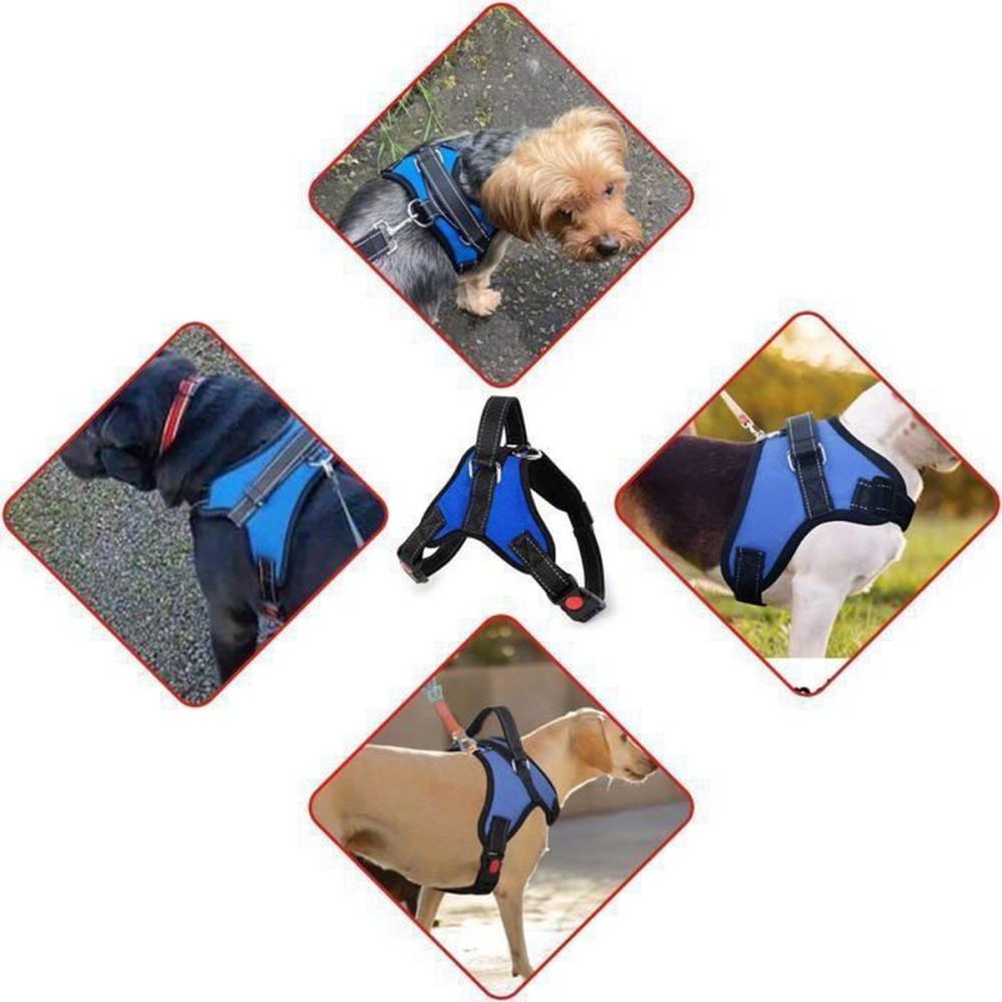 Voir la diapositive 4 : Harnais pour chien XL sans traction, rembourrage respirant anti-frottement, bandes réfléchissantes, poignée de contrôle arrière et boucles rapides