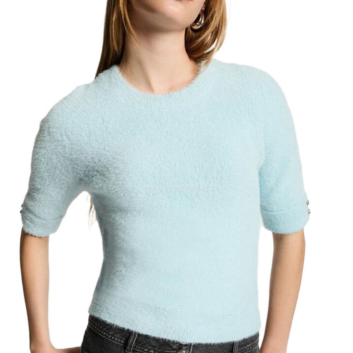 MORGAN Pull Manches Courtes Turquoise Femme Morgan MTOM