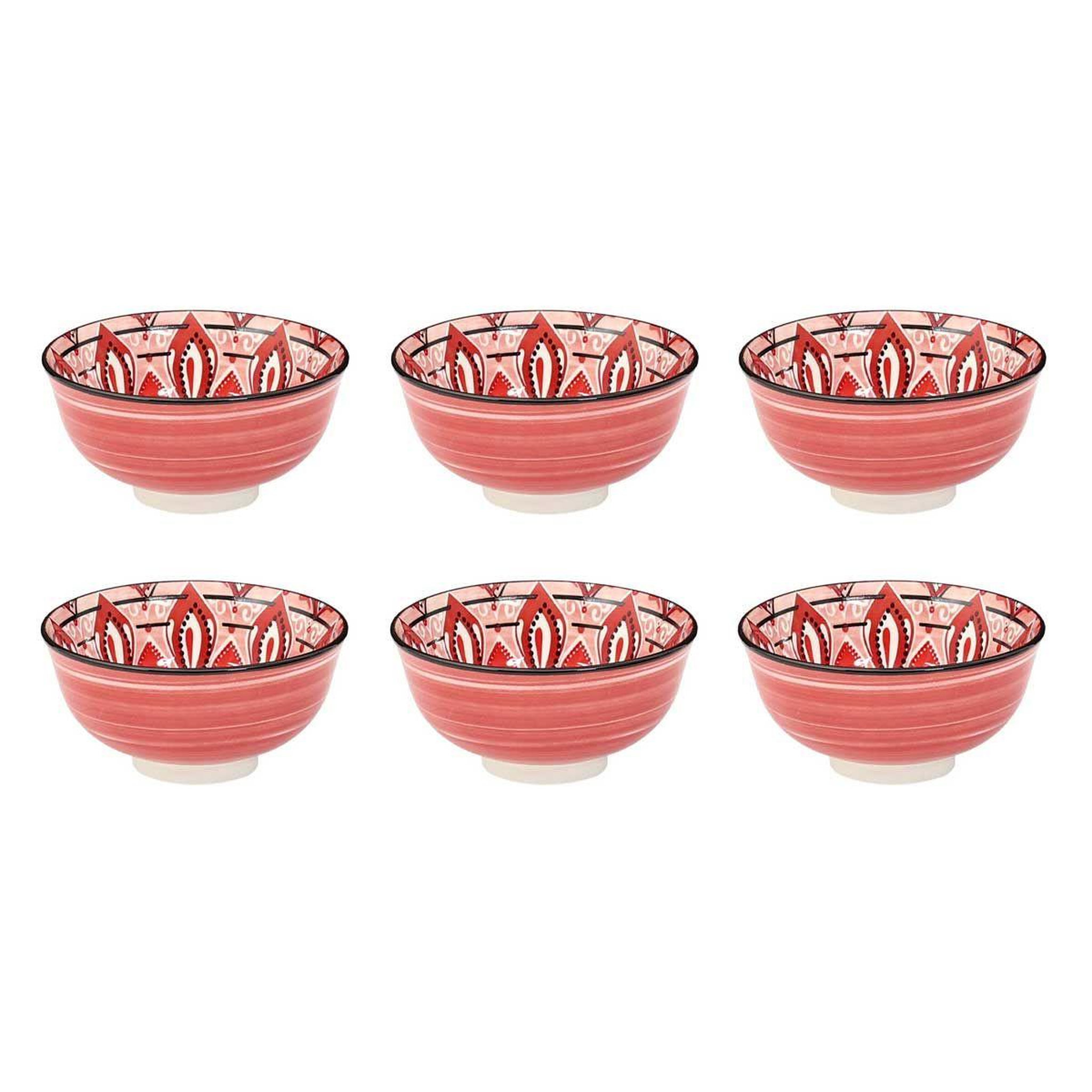 The Home Deco Factory Lot de 6 bols en porcelaine  jaipur  22cl rouge
