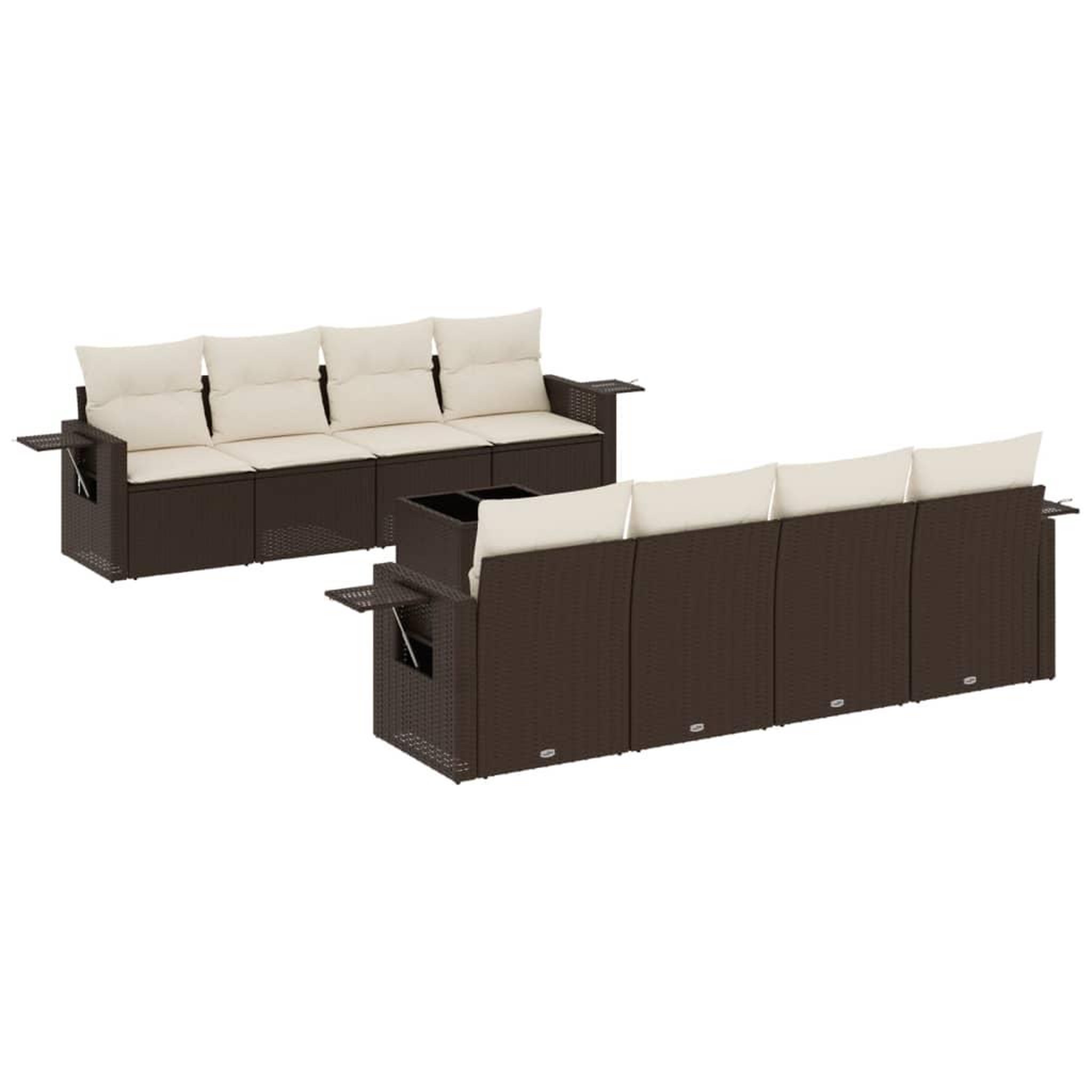 Voir la diapositive 2 : VIDAXL Salon de jardin avec coussins 9 pcs marron resine tressee