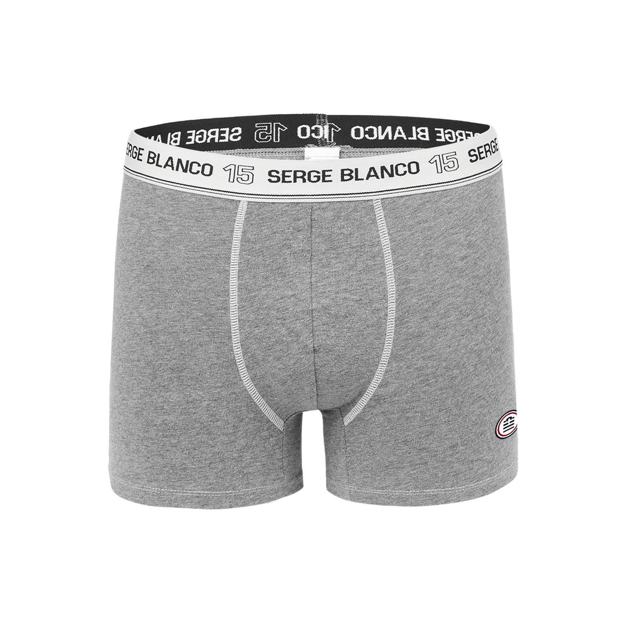 Voir la diapositive 3 : SERGE BLANCO Lot de 2 Boxers homme avec surpiqûres Class