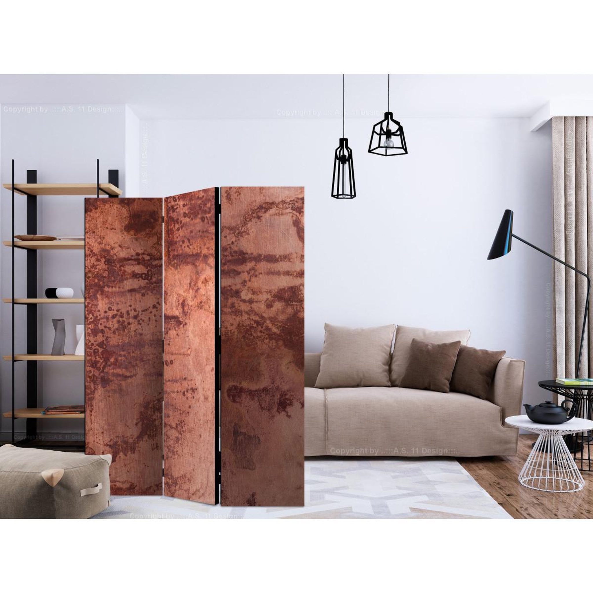 Voir la diapositive 2 : Paris Prix Paravent 3 volets  red metal sheet  135x172cm