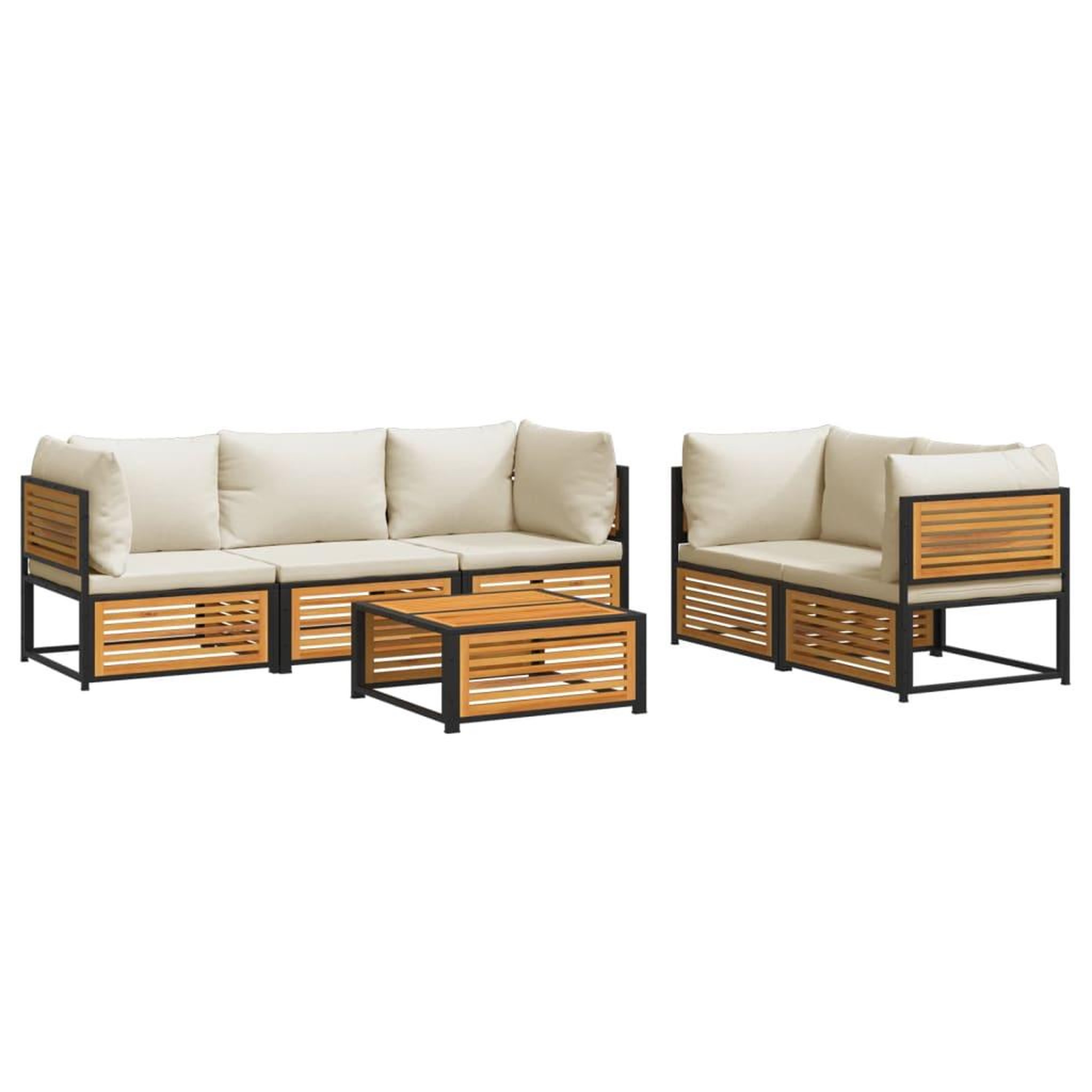 Voir la diapositive 2 : VIDAXL Salon de jardin avec coussins 6 pcs bois d'acacia solide