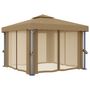 Voir la diapositive 3 : VIDAXL Tonnelle avec rideau 3x3 m Taupe Aluminium