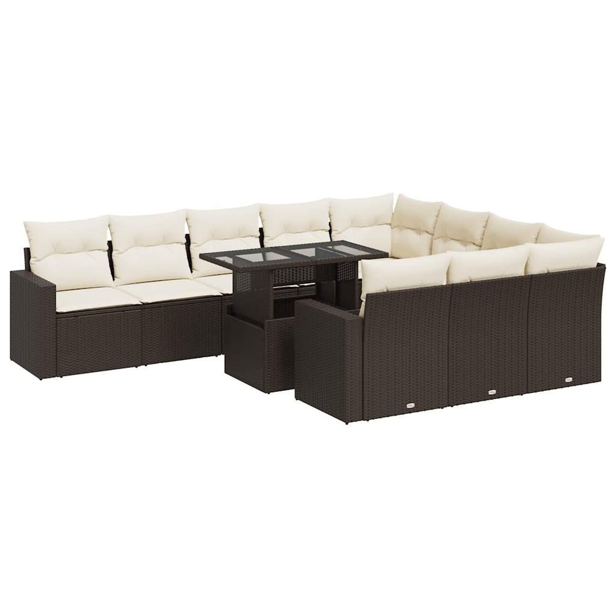 Voir la diapositive 2 : VIDAXL Salon de jardin et coussins 11 pcs marron resine tressee