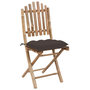 Voir la diapositive 5 : VIDAXL Ensemble a manger d'exterieur pliable 5pcs avec coussins Bambou