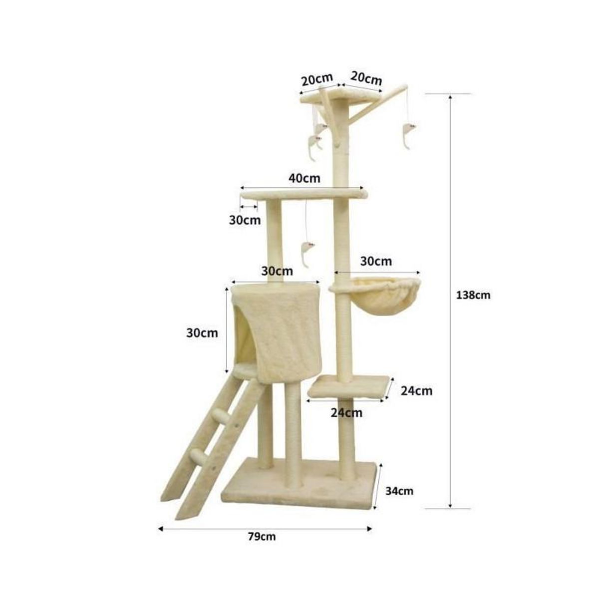 JIPSY Arbre a chat Beige - 79 x 34 x 138 cm - Beige