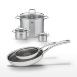 ELO Lot 2 Poêles 24/28cm & 3 Faitouts 12/16/26cm Elo Relief Evolution