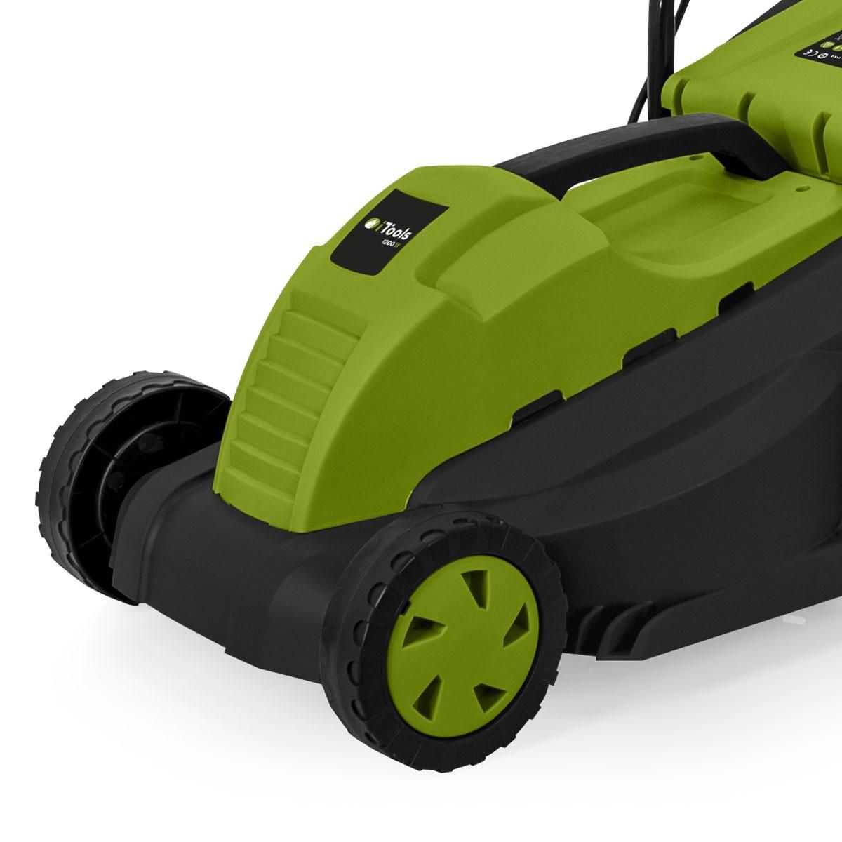 iTools Tondeuse a gazon électrique Induction 1200W Pelouses jusqu'à 300m2 Larg 32cm Bac 35L ITOOLS