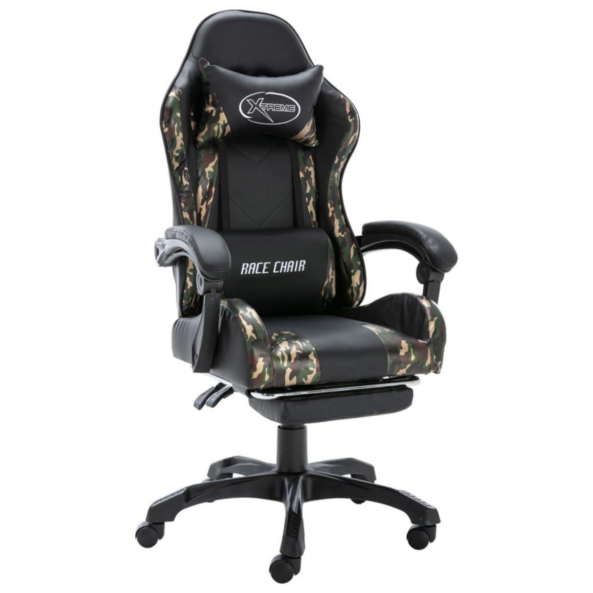 VIDAXL Fauteuil de jeux video repose-pied Noir/camouflage Similicuir