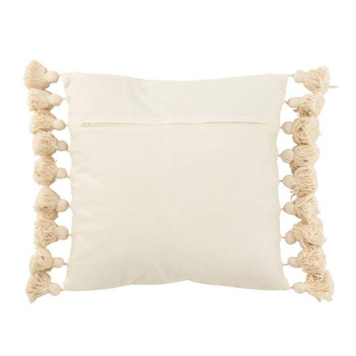Paris Prix Coussin Déco Pompons  Bella  48x48cm Beige