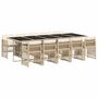 Voir la diapositive 2 : VIDAXL Ensemble a manger de jardin et coussins 11 pcs beige poly rotin