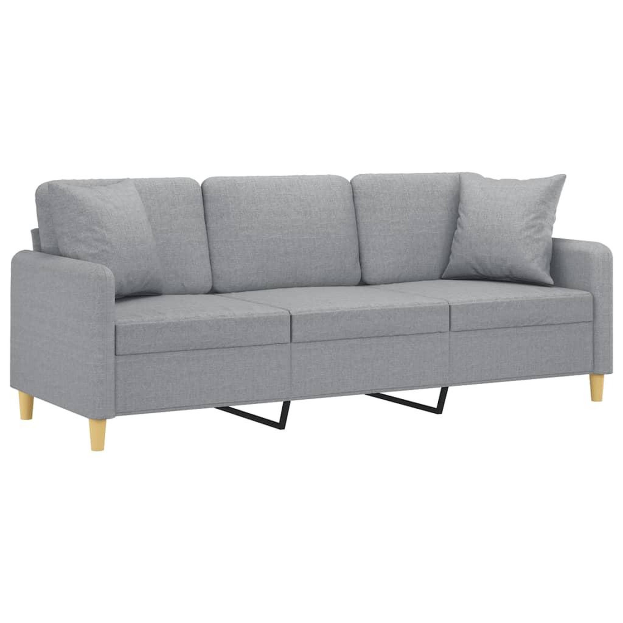 Voir la diapositive 3 : VIDAXL Canape 3 places avec oreillers gris clair 180 cm tissu