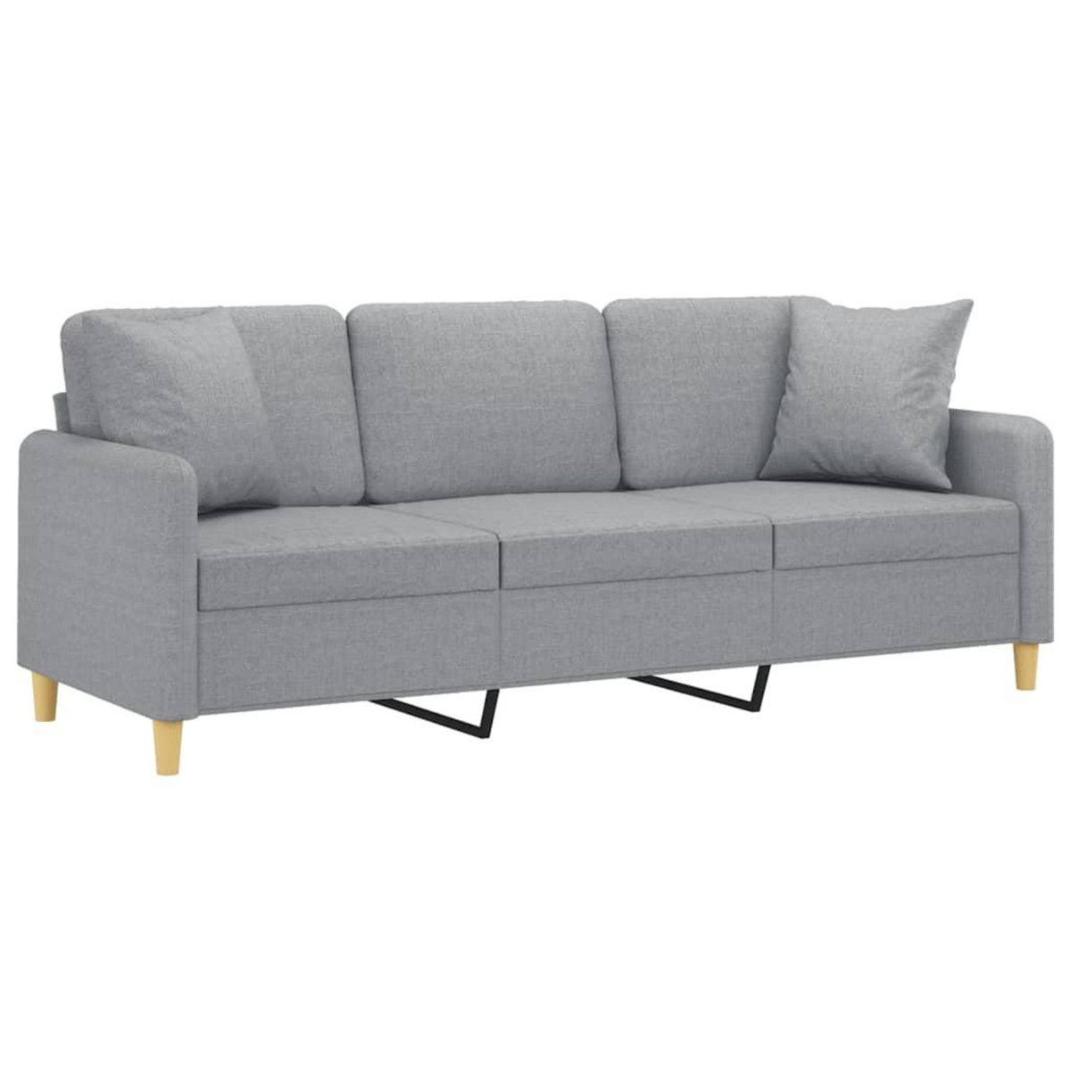VIDAXL Canape 3 places avec oreillers gris clair 180 cm tissu