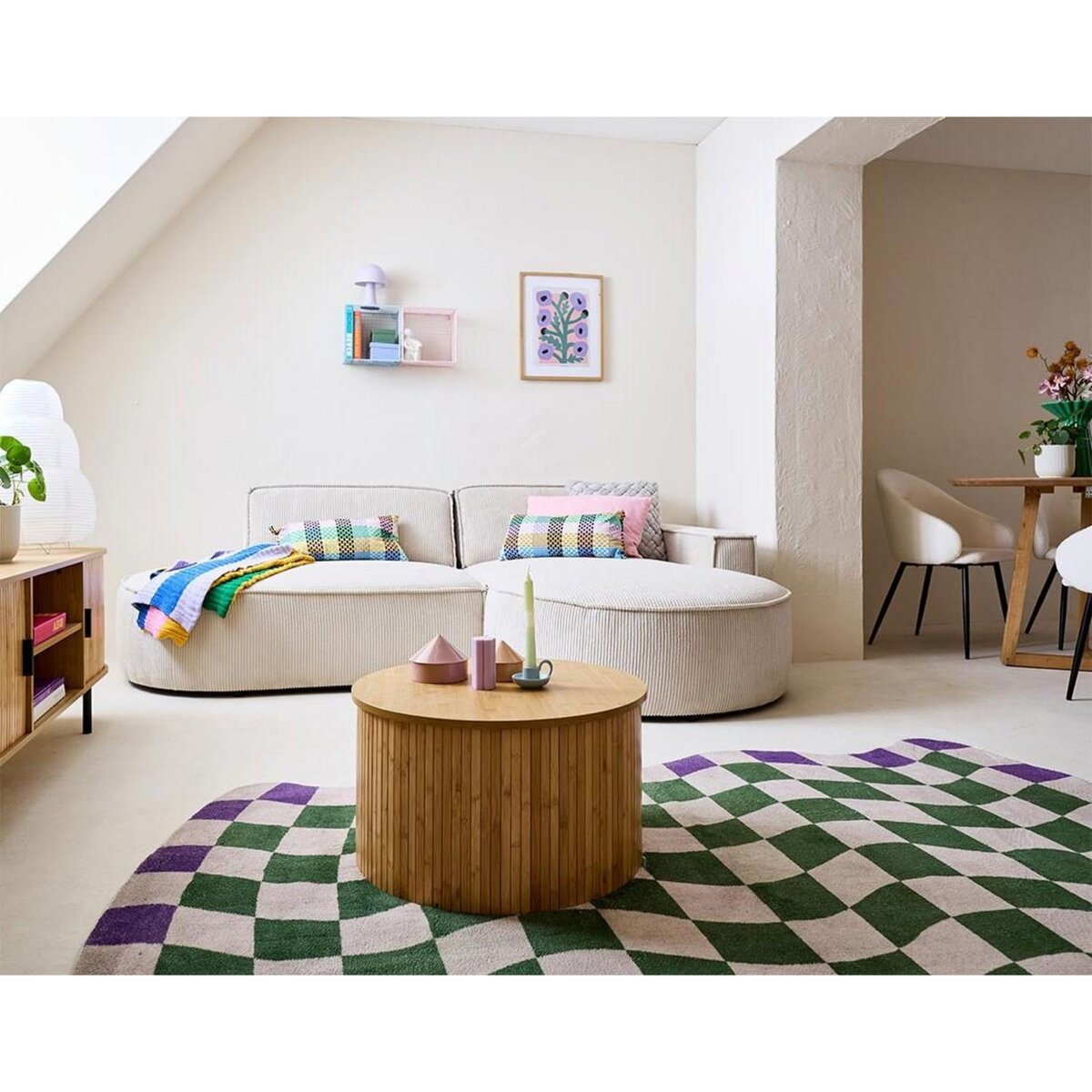 LISA DESIGN Spiaggia - canapé d'angle droit - forme arrondie - 4 places - en velours côtelé