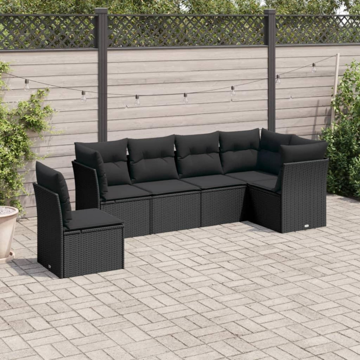 VIDAXL Salon de jardin 6 pcs avec coussins noir resine tressee