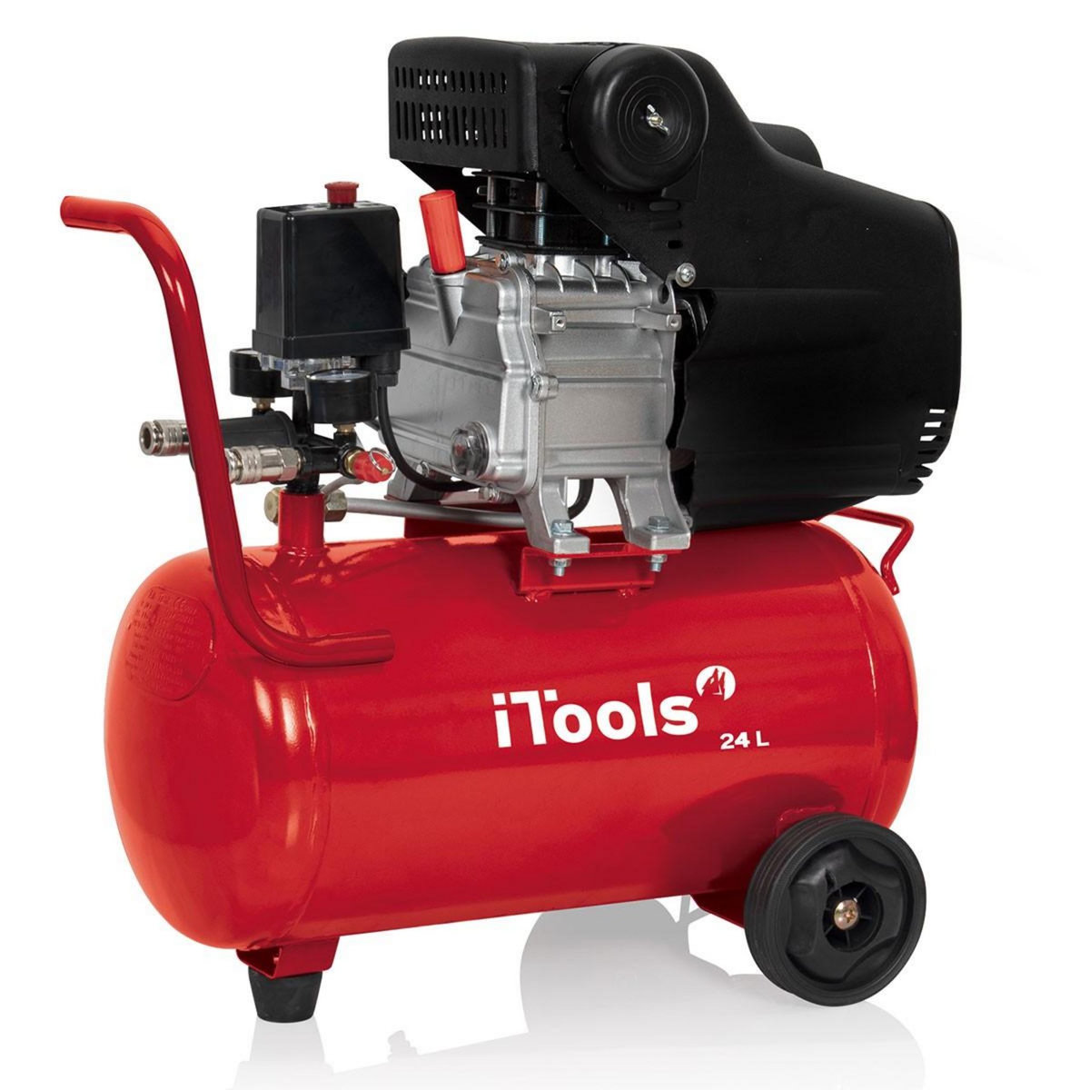 iTools Compresseur d'air 24L 8 bar 2CV 1.5KW 115 PSI + Kit Air comprimé 5 Pièces ITOOLS