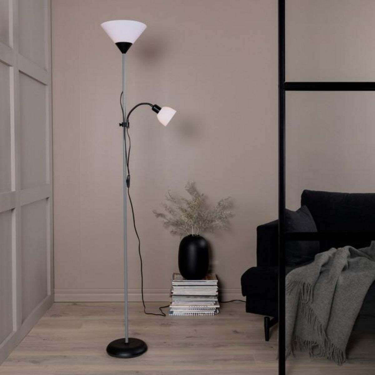 Paris Prix Lampadaire 2 Spots  Bagasi  178cm Gris