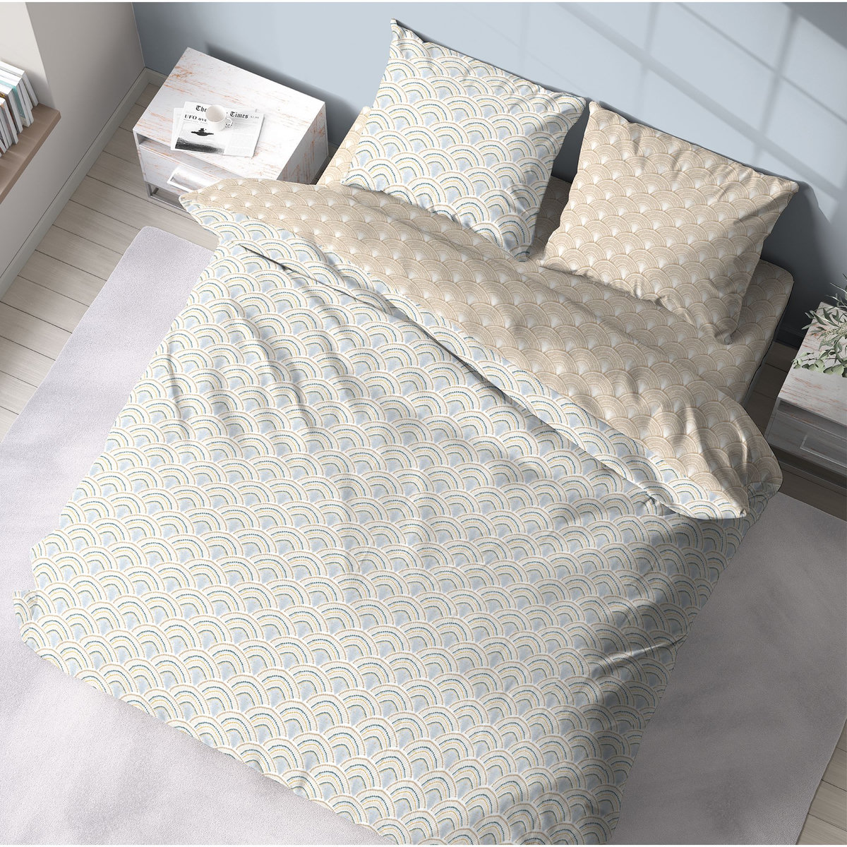 Parure housse de couette en coton 65 fils motif géométrique SUMMER 2