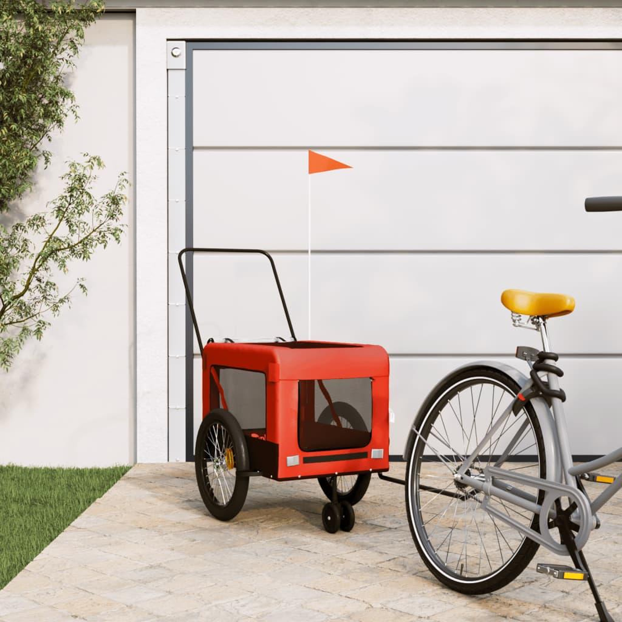 VIDAXL Remorque de velo pour animaux de compagnie orange et noir