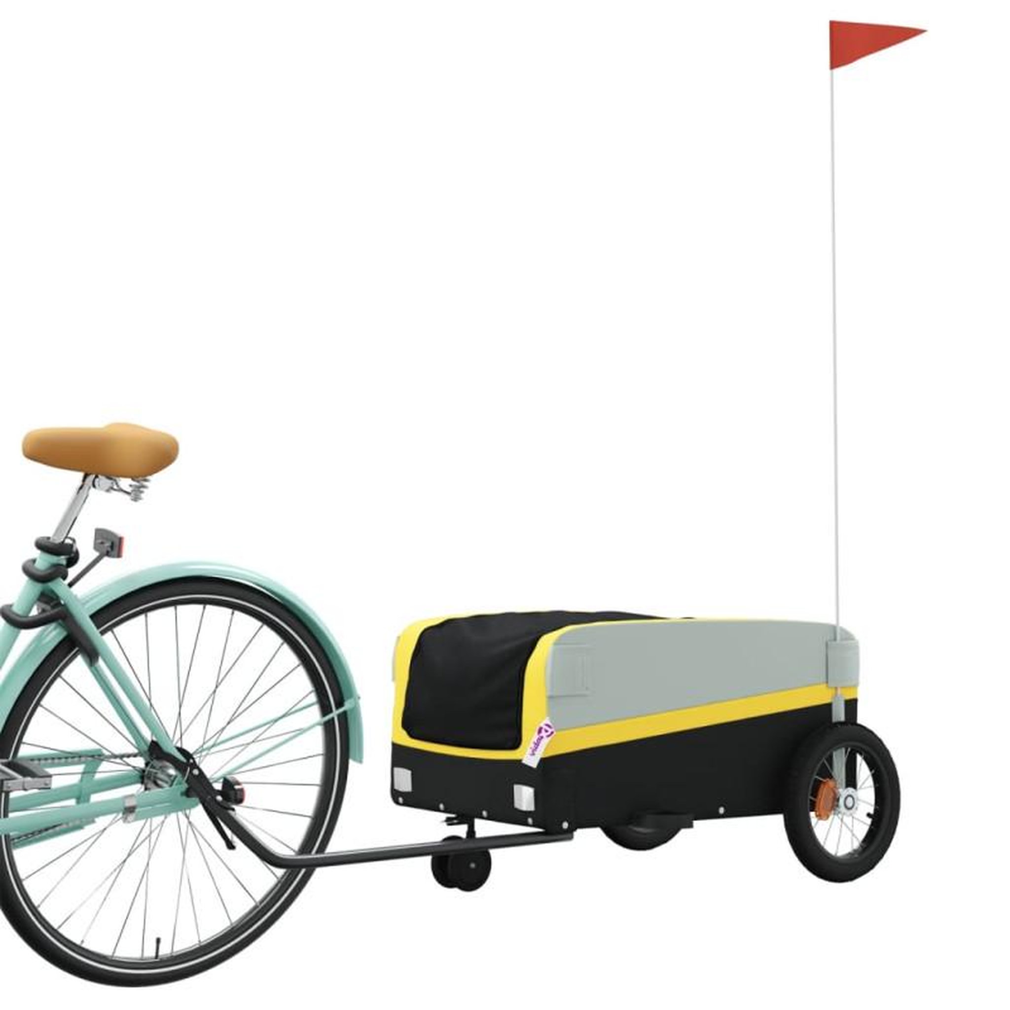 Voir la diapositive 3 : VIDAXL Remorque de vélo noir et jaune 30 kg fer