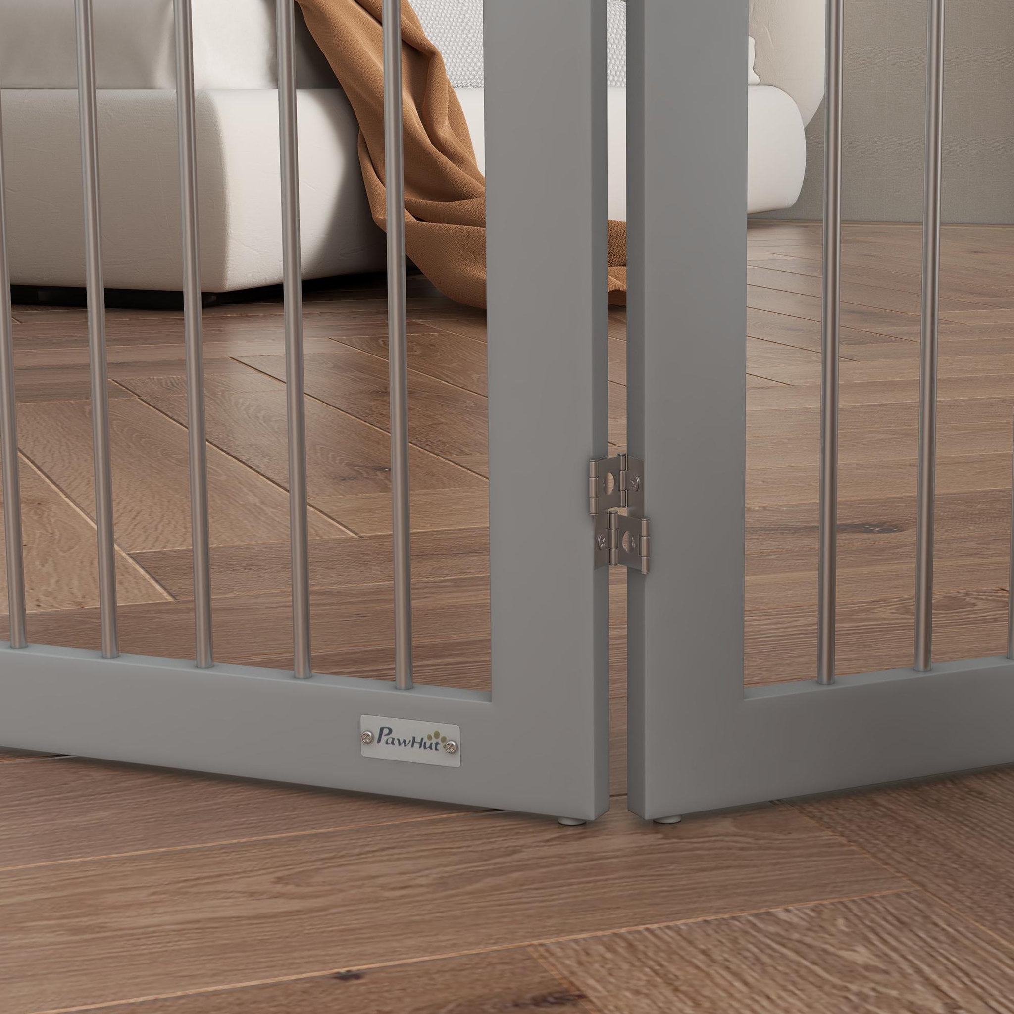 Voir la diapositive 5 : PAWHUT Barrière de sécurité chien pliable 3 plaques 2 pieds de soutien h.80 cm gris