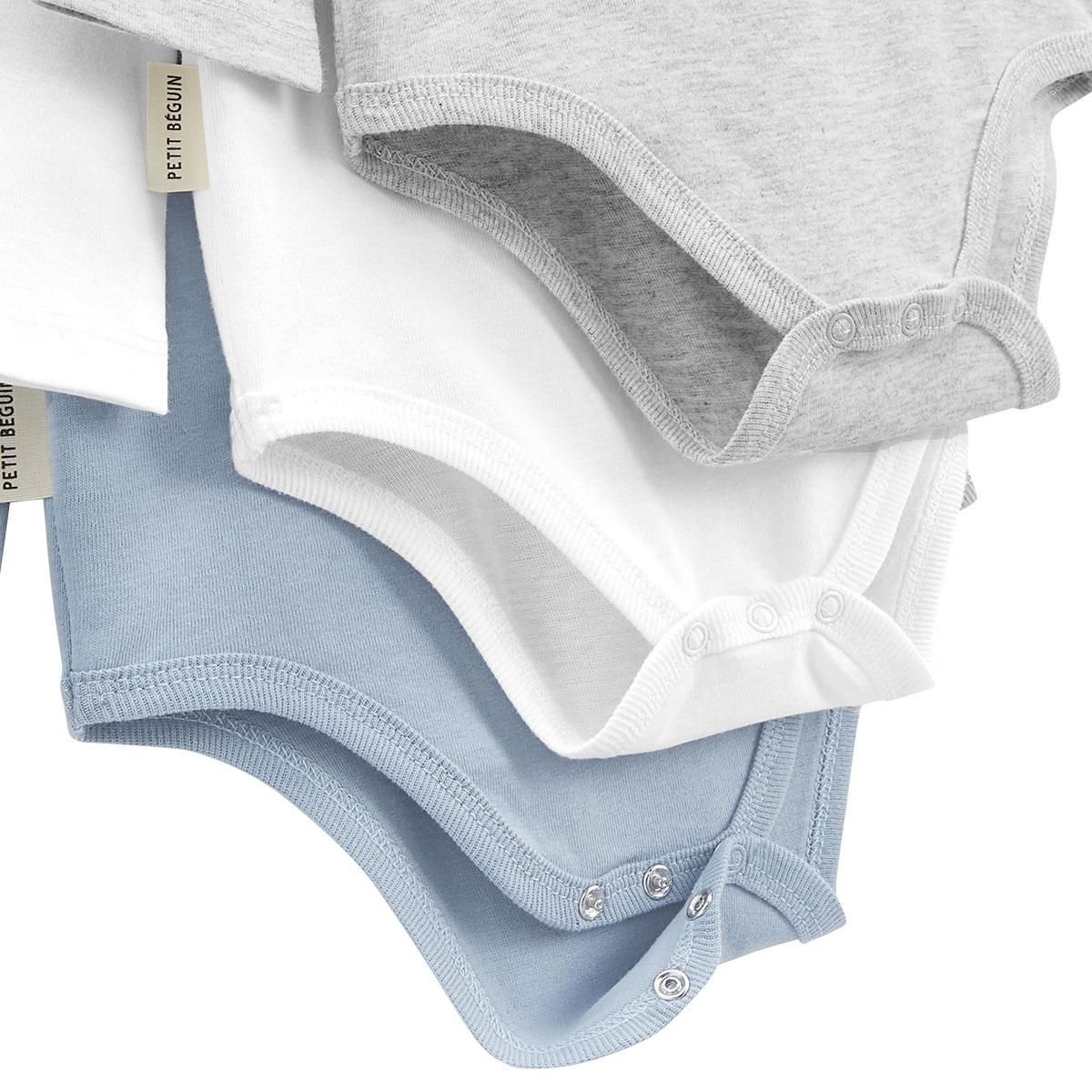 Petit Béguin Lot de 3 bodies bébé manches longues